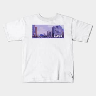 Japanese city pop art series 2 - Nagoya Japan in - retro aesthetic - Vaporwave style Kids T-Shirt